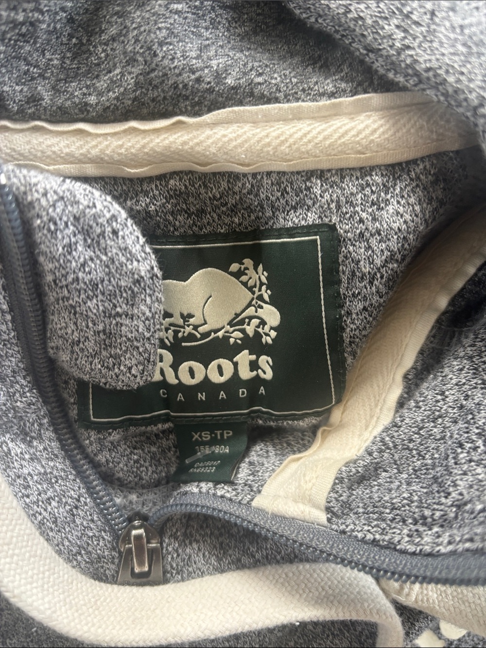 Roots Canada Grey Hooded Onesie Jumpsuit XS Full Zip Beaver Logo - Picture 4 of 8